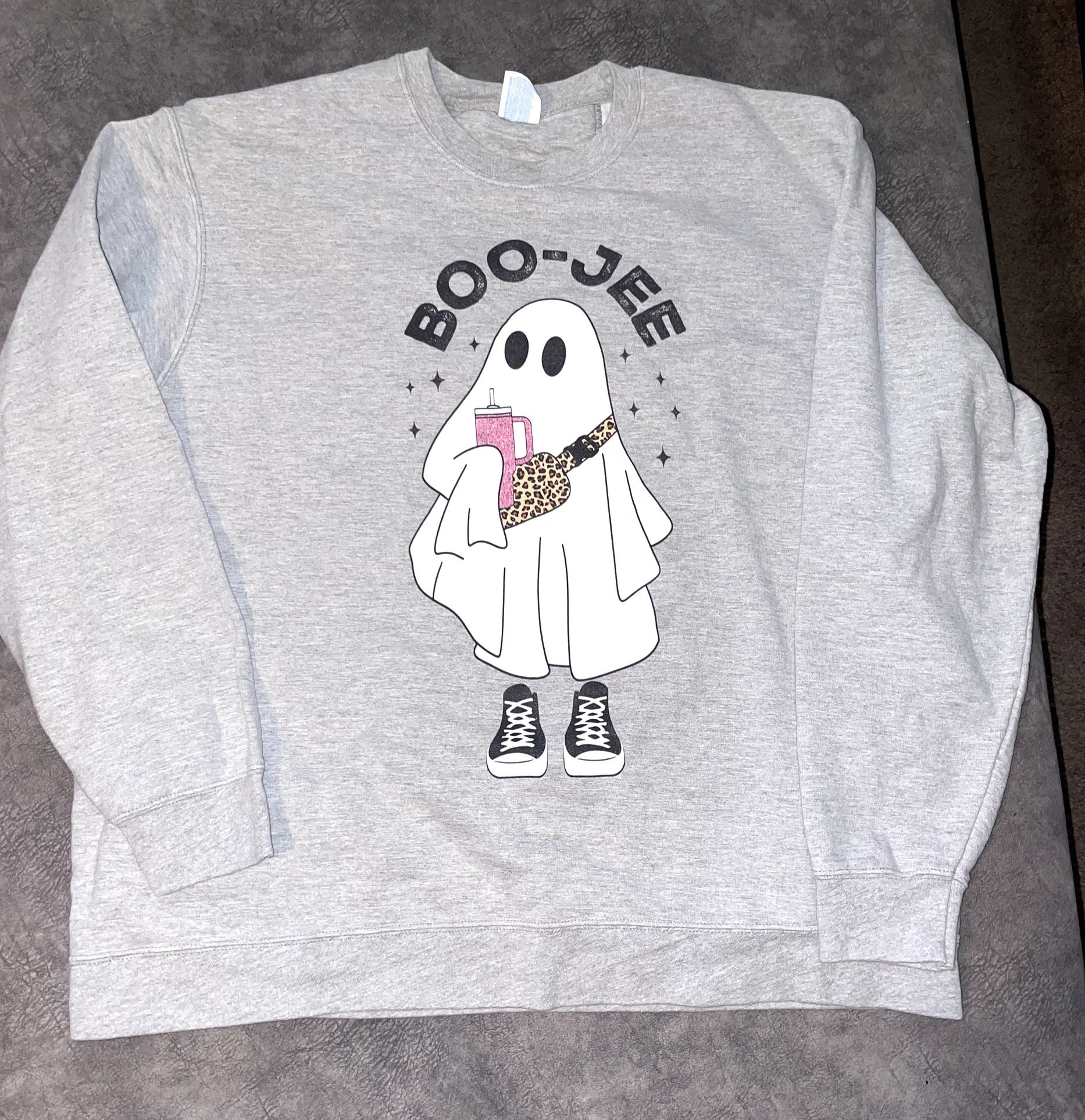 Gray Sweatshirt Great For Halloween.