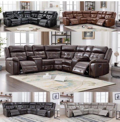 LEATHER RECLINING SECTIONAL 