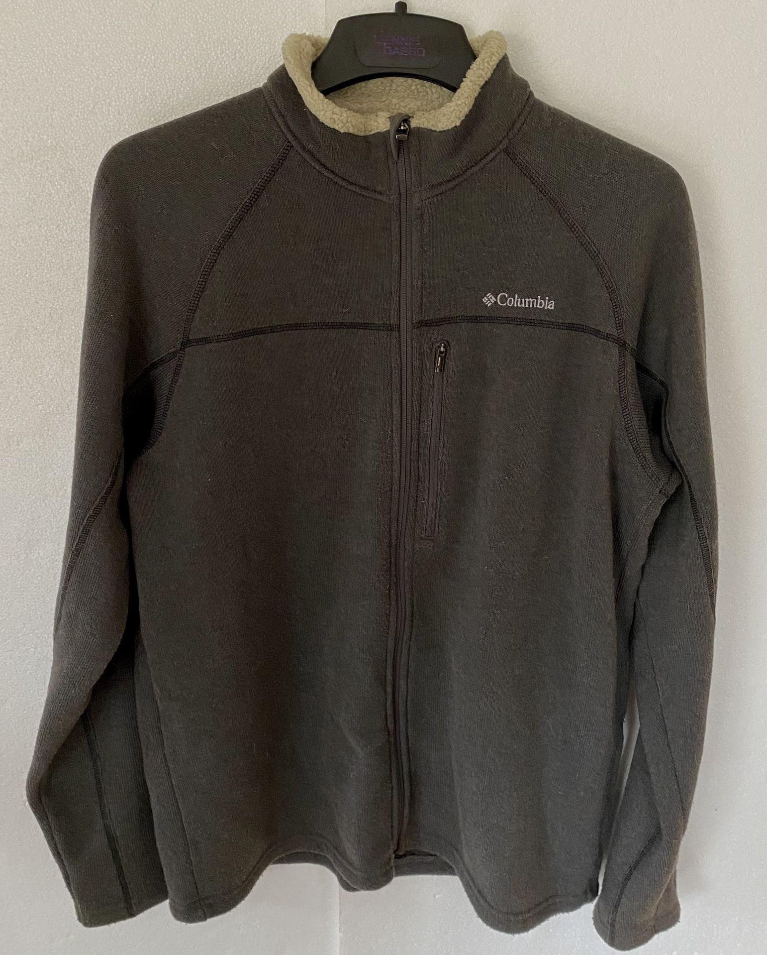 Gray COLUMBIA Men’s Full ZIP Knit With Sherpa Lined Collar Jacket Size Large