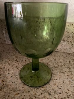 This is a vintage Bartlett Collins green glass schooner goblet