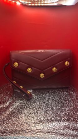 Red Chanel Paris-Hamburg CC Button flap clutch Chevron Lambskin Leather