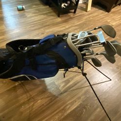 ZRX Two Strapped Gold Club Caddie Bag With Tripod And FOREMOST GOLF CLUB SET  