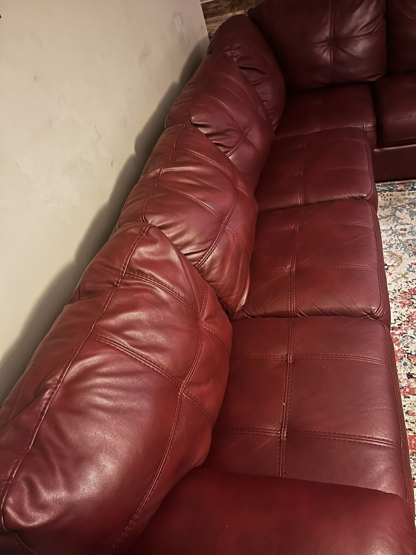 Red Leather Sectional 