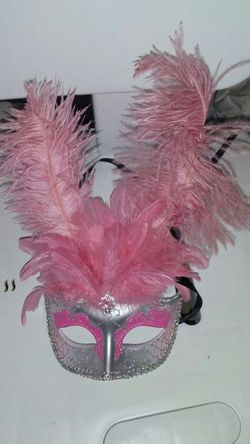 Pink and silver masquerade mask