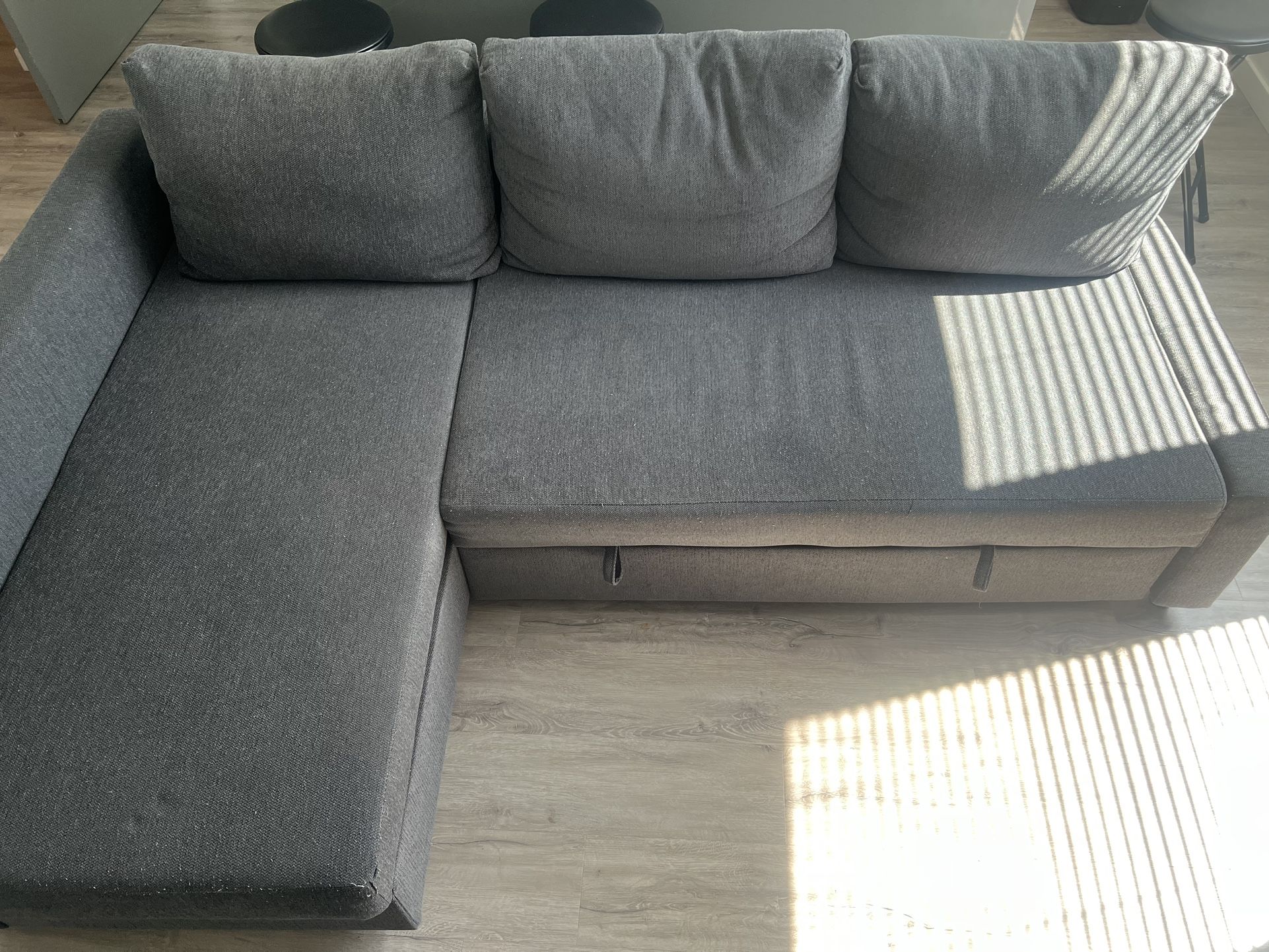 IKEA Friheten Gray Sleeper Sectional, 3 Seat With Storage