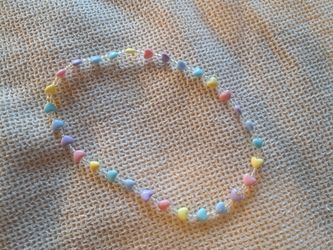 Pastel Hearts Beaded Choker Necklace