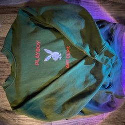 Playboy Art Dept. Graphic Crewneck Sweatshirt - Olive Green 