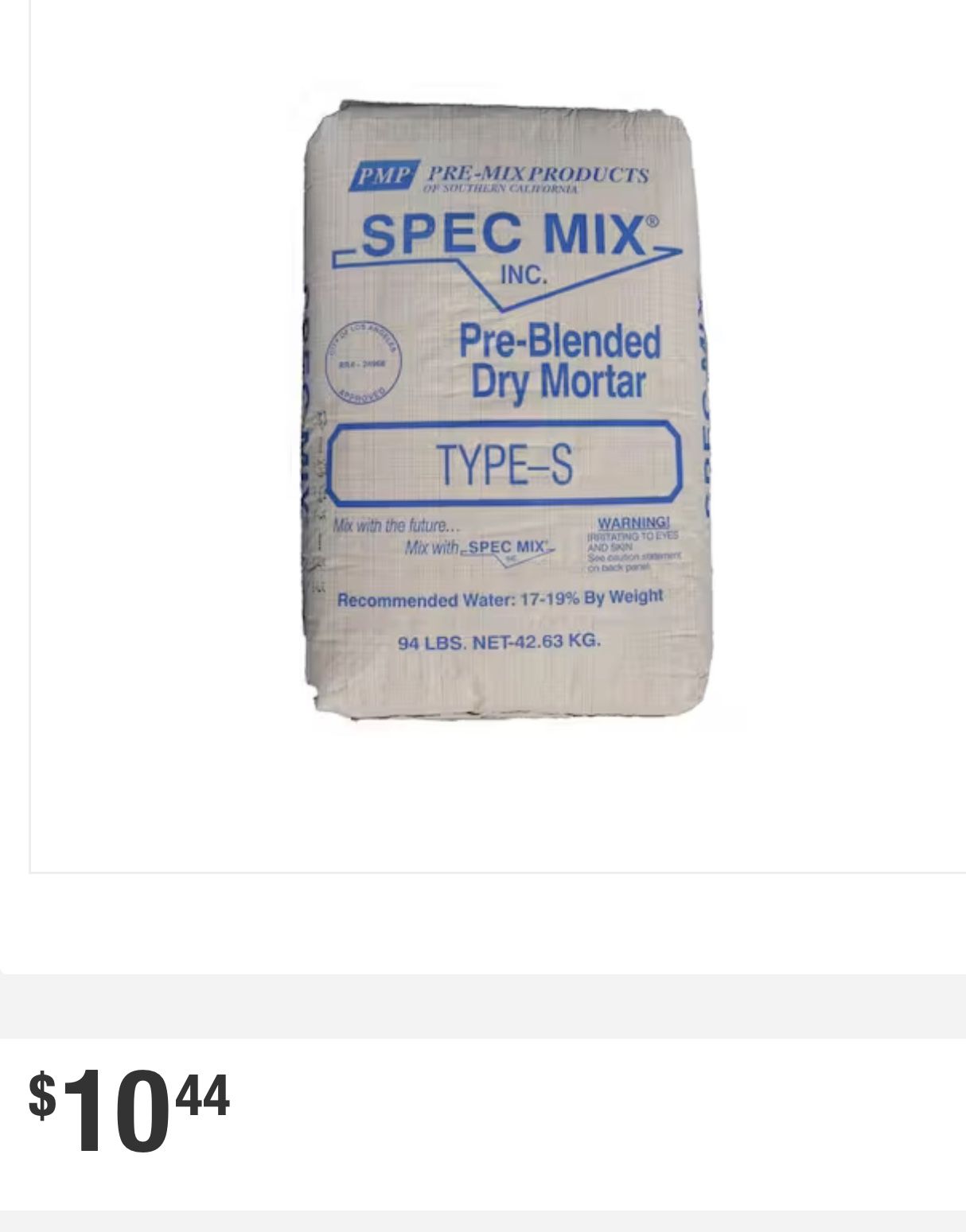 94 Lbs Type S Mason Mortar Mix