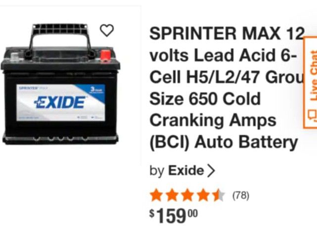 Exide Sprinter 12V Battery BRAND NEW!!