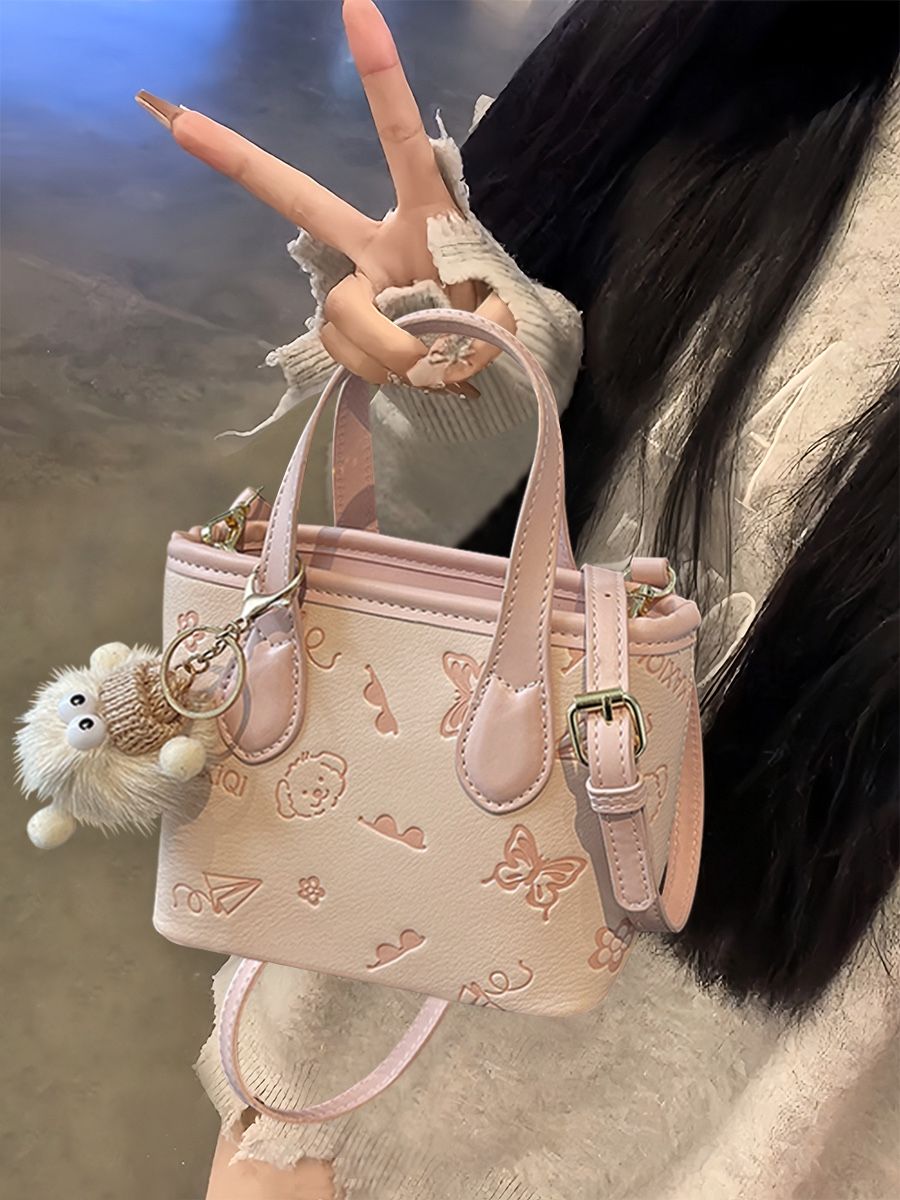 Pink bucket bag women‘s 2025 new high-end atmosphere small high-class light luxury super hot niche cross-body bag