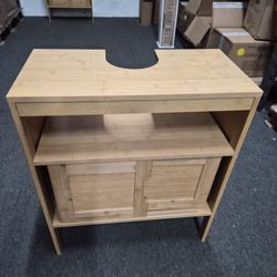 Bamboo Under-Sink Cabinet with Open Shelf and Sliding Doors
