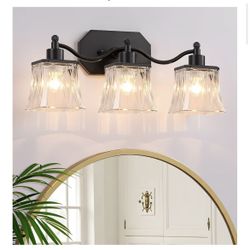 (NEW IN BOX) Bathroom Vanity Light Fixtures 3-Light, Vintage Matte Black Bathroom Lighting Fixture