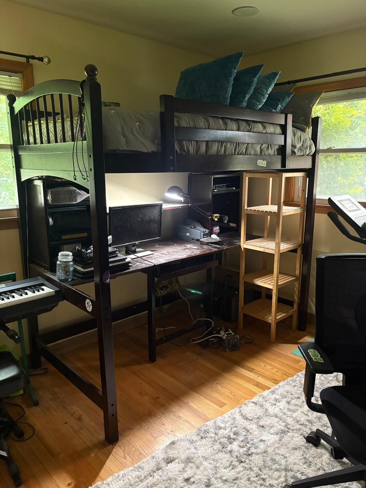 Loft Bed Over Desk - Dark Brown