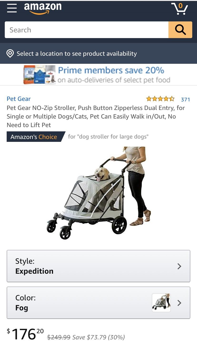 Pet Gear Expedition No-Zip Dog & Cat Stroller