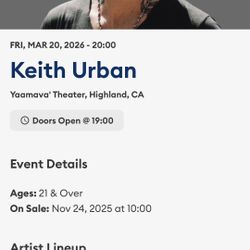 2 Keith Urban Tickets