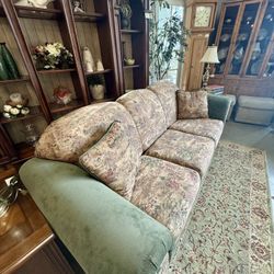 Tapestry Sofa with Green Upholstery