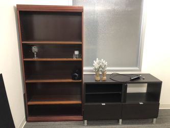 Bookshelf and drawers.