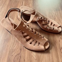 Arche EGGORA Sandals Nubuck Leather Wedge US 9 EU 40 UK 7 Light Brown