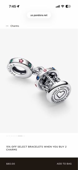 Pandora Carousel Silver Charm with Colored Stones