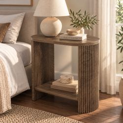 Brand New in Box – 24” Modern Fluted End / Side Table – Brown
