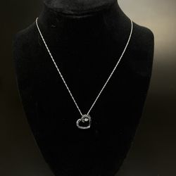 925 Silver Blue Topaz Heart Necklace