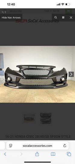16-21 HONDA CIVIC 2D/4D/5D SPOON STYLE FRONT BUMPER PP PLASTIC