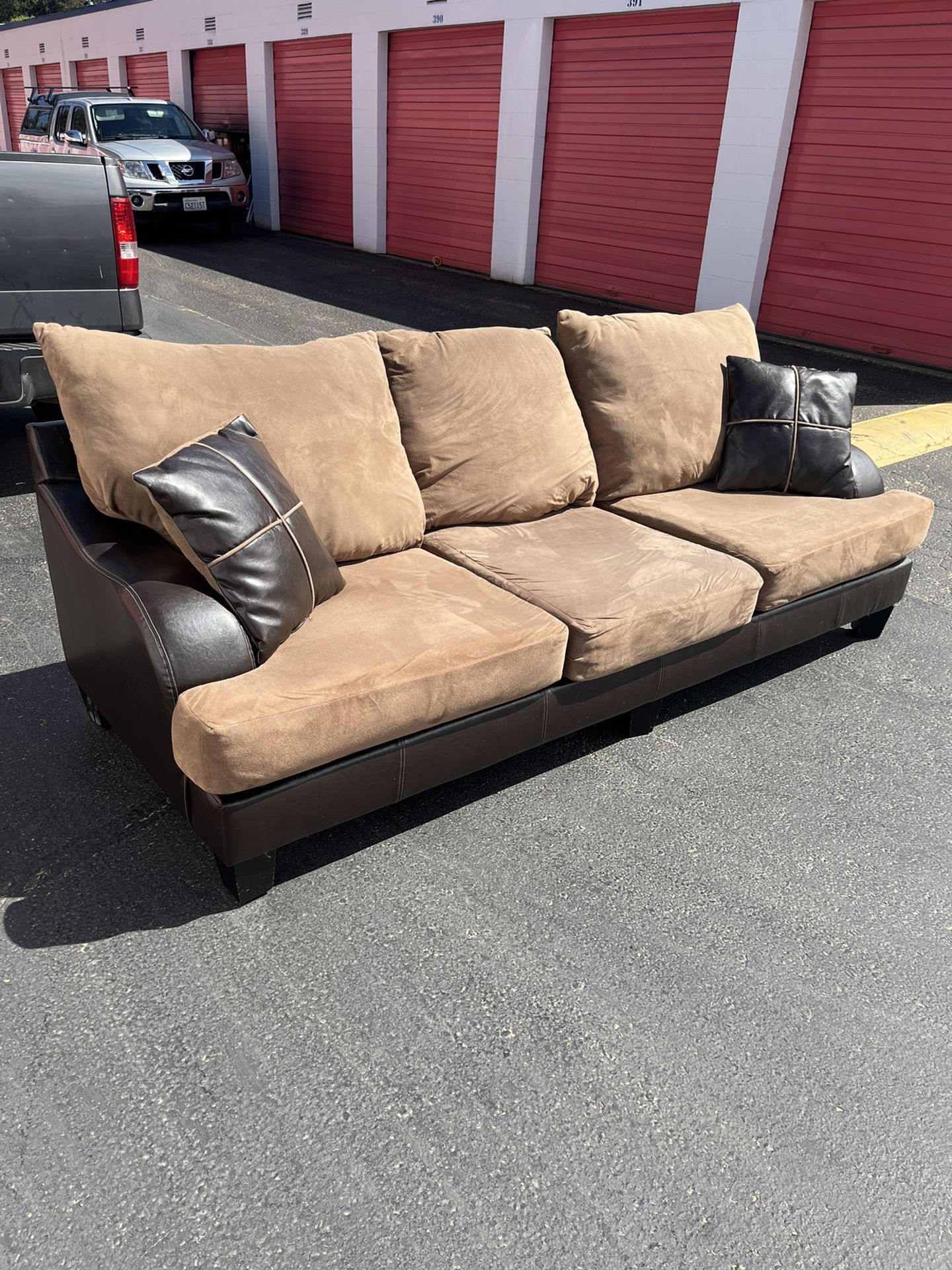 Black & Brown 3 Seat Couch - FREE DELIVERY