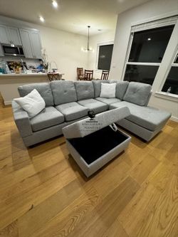 L-Sectional Sofa with Storage Ottoman (FREE DELIVERY)