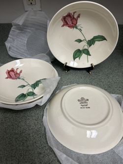 Serving Salad Bowl Vtg Harmony House Betsy Rose USA Boho Pink White Green 9 inch