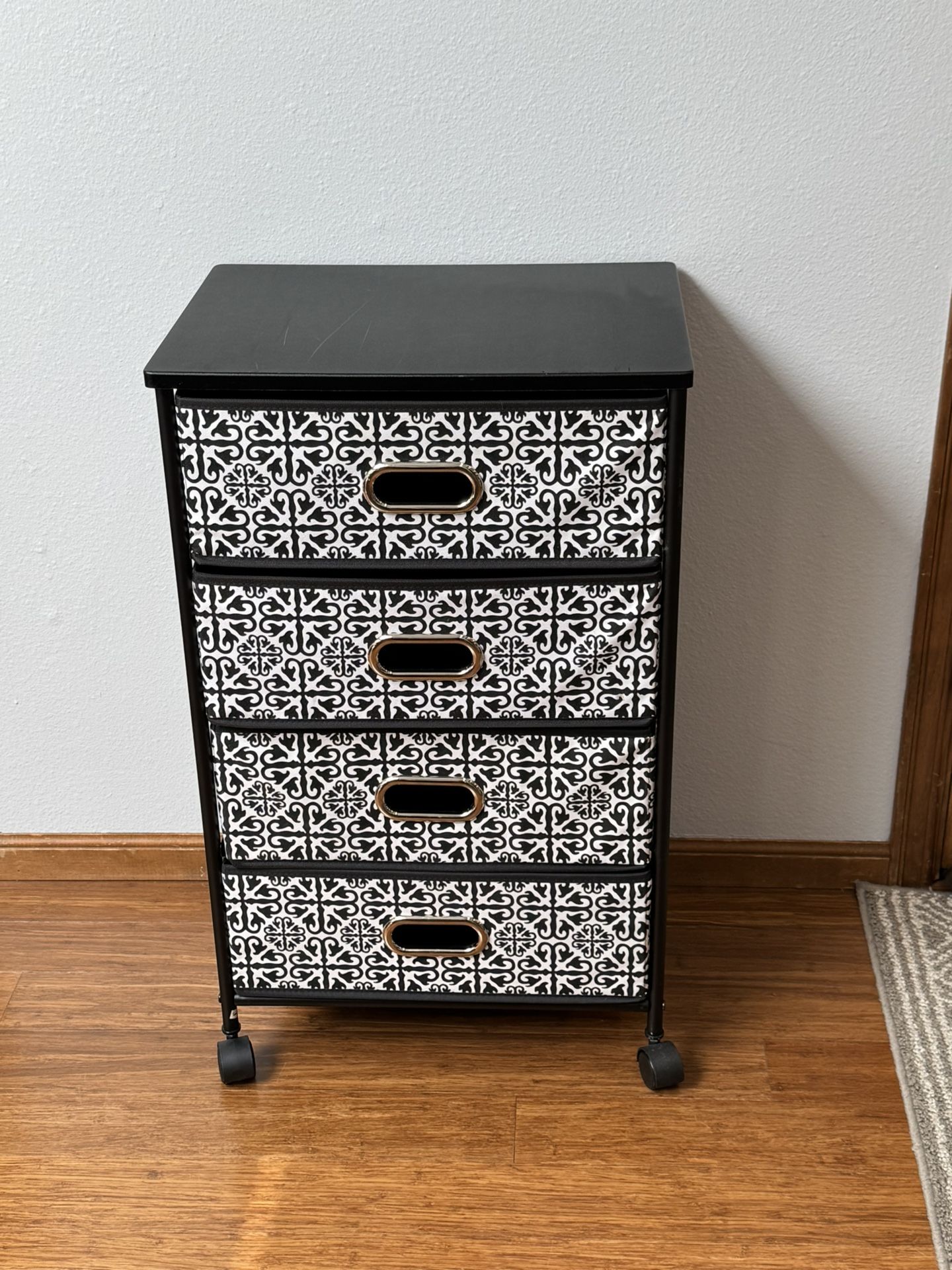 4 - Drawer Fabric Dresser Storage on Wheels