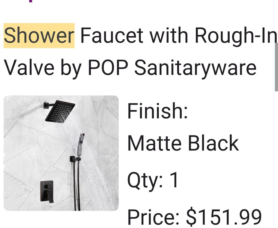 Black Matte Shower Head & Wand With Valve