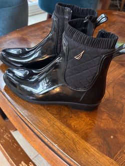 Black Patent Chelsea Rain Boots