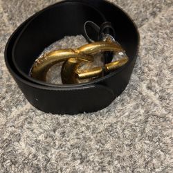 double G leather black gucci belt