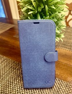 Blue Fabric Folio Wallet Phone Case OC Brand