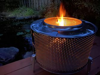 STAINLESS STEEL FIRE WOOD DRUM PIT BEAUTIFUL GLOWING