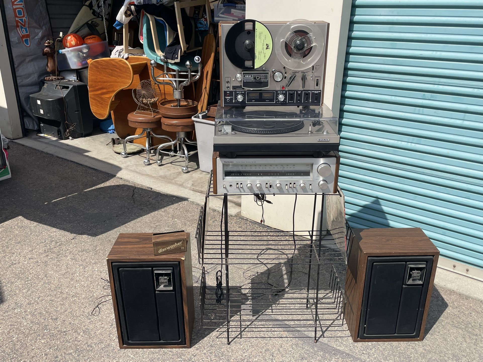 Stereo System technics Receiver Sony record player akai reel to reel zenith alegro speakers Vintage Home Audio HiFi all units tested working 