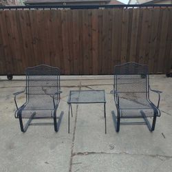 Wrought Iron Rocking Chairs with Table