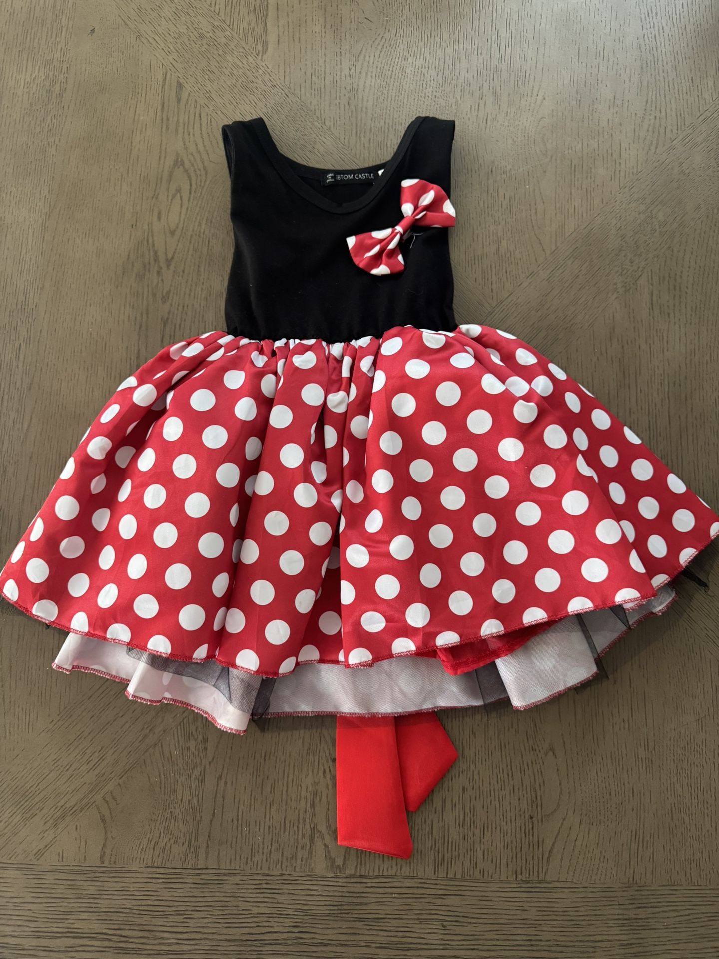 Minnie Mouse Puffy Red Dress Black Red S 2-3Toddler