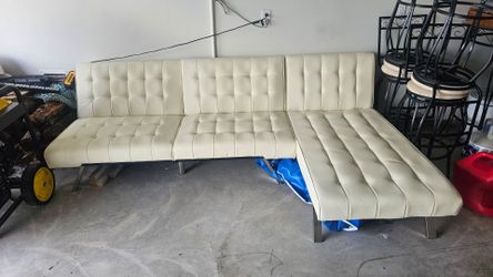 White leather sectional futon couch sleeper