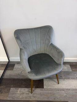 Grey Velvet Accent Chairs with Gold Legs (3)