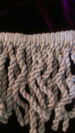 Powder blue fringe upholstery trim