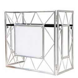 American DJ Pro Event Table 2 Foldable Portable Metal DJ Booth Facade ADJ