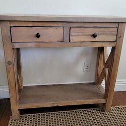 Rustic Wood Console Table with Drawers