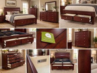 {NEW}Queen Storage Sleigh Bedroom Set by Aspenhome