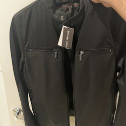 Michael Kors Leather Bomber Jacket Size M