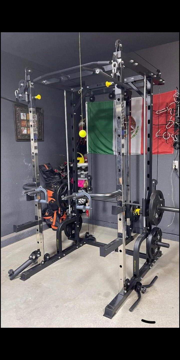Smith Machine combo With commercial bench and 300lb Olympic weight set