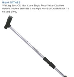 Walking Stick Old Man Cane Single Foot Walker Disabled People Thicken Stainless Steel Pipe Non-Slip Crutch,Black It's so kind of you