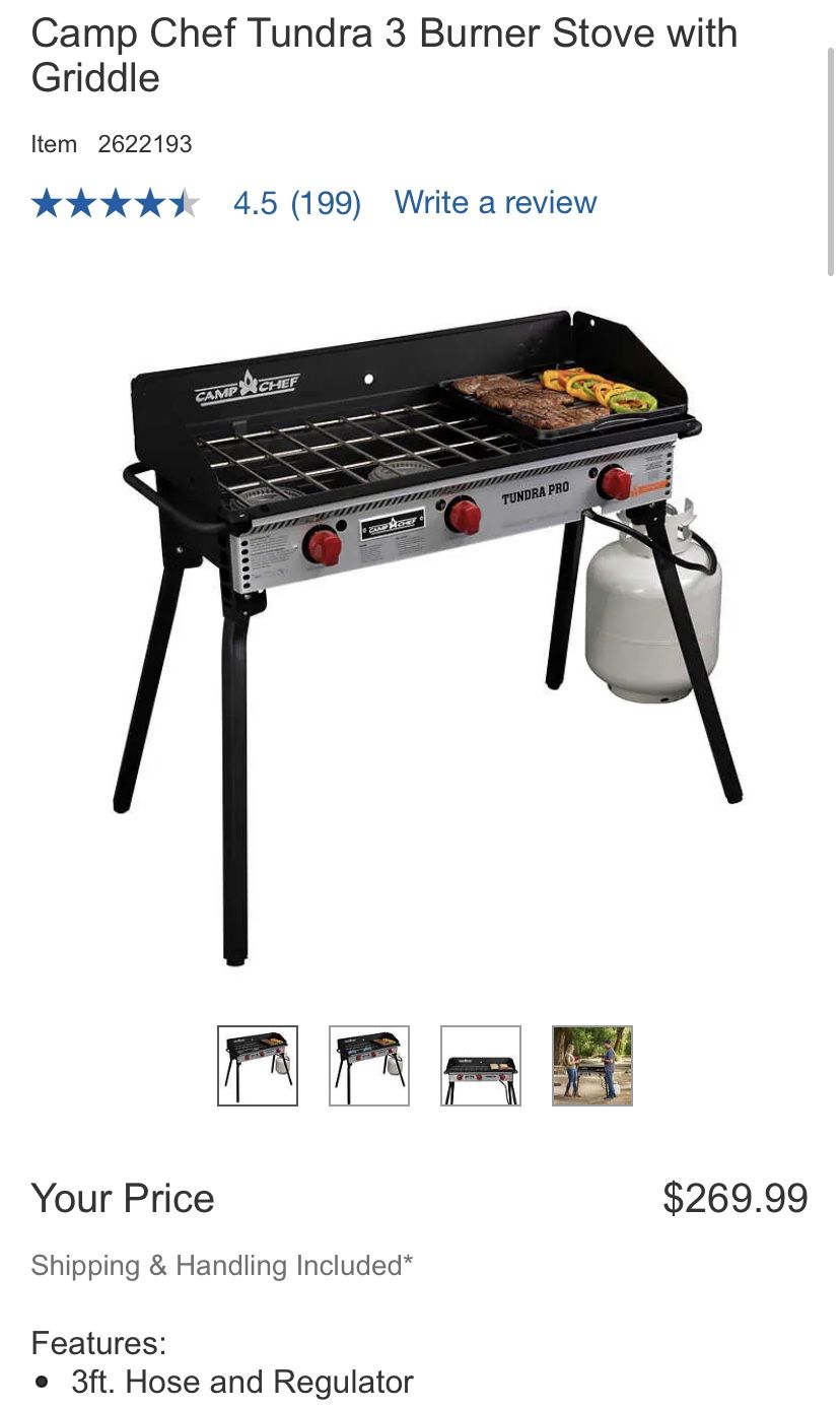 Camp Chef Tundra 3 Burner Stove with Griddle for Sale in Puyallup, WA
