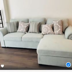 Mint Sectional Sleeper With Storage And Pillows