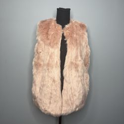 A New Day Pink Faux Fur Sleeveless Open Front Vest Women's Size Small S